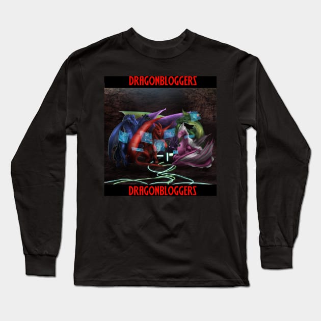 DragonBloggers Tech Dragons in Cave Long Sleeve T-Shirt by Shopping Dragons